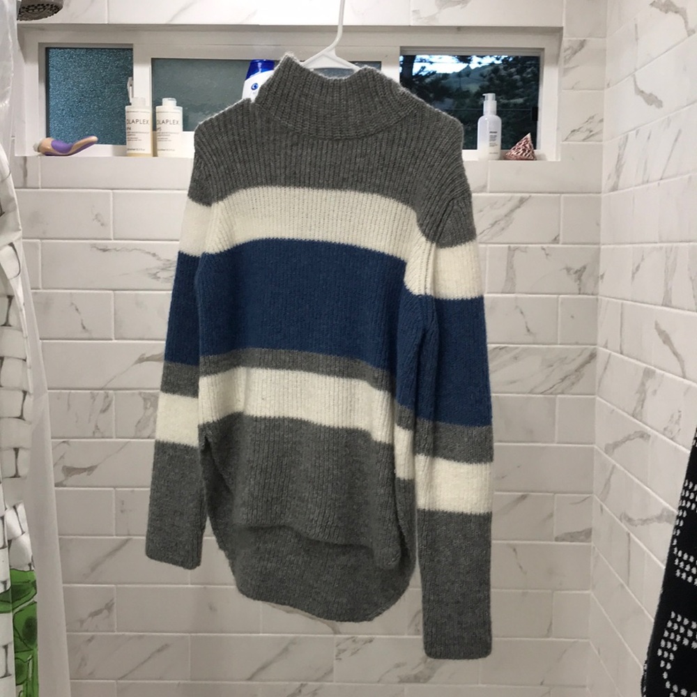 Mock neck striped sweater